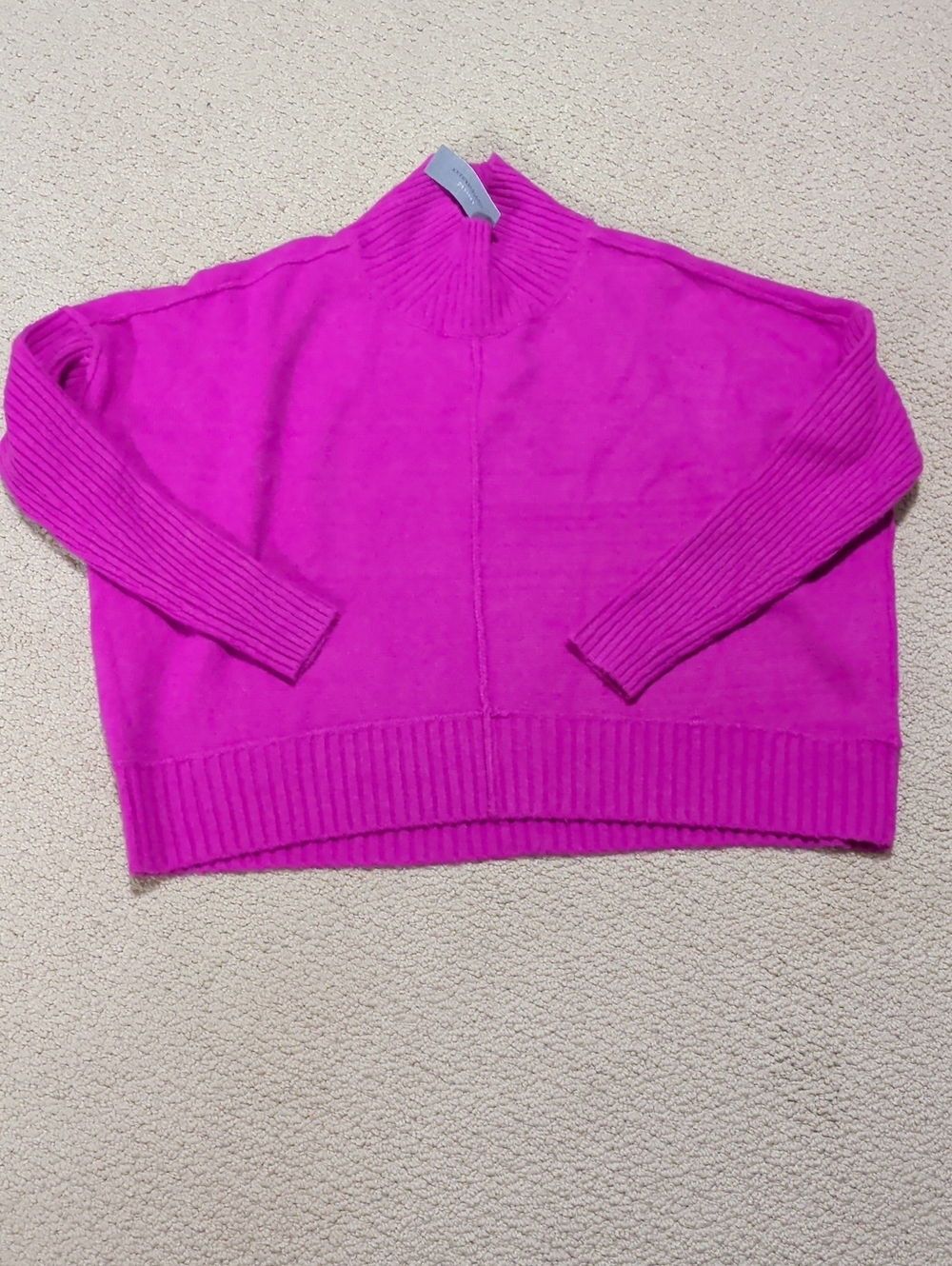 Maeve Pink Mock Neck Rib-Trim Sweater